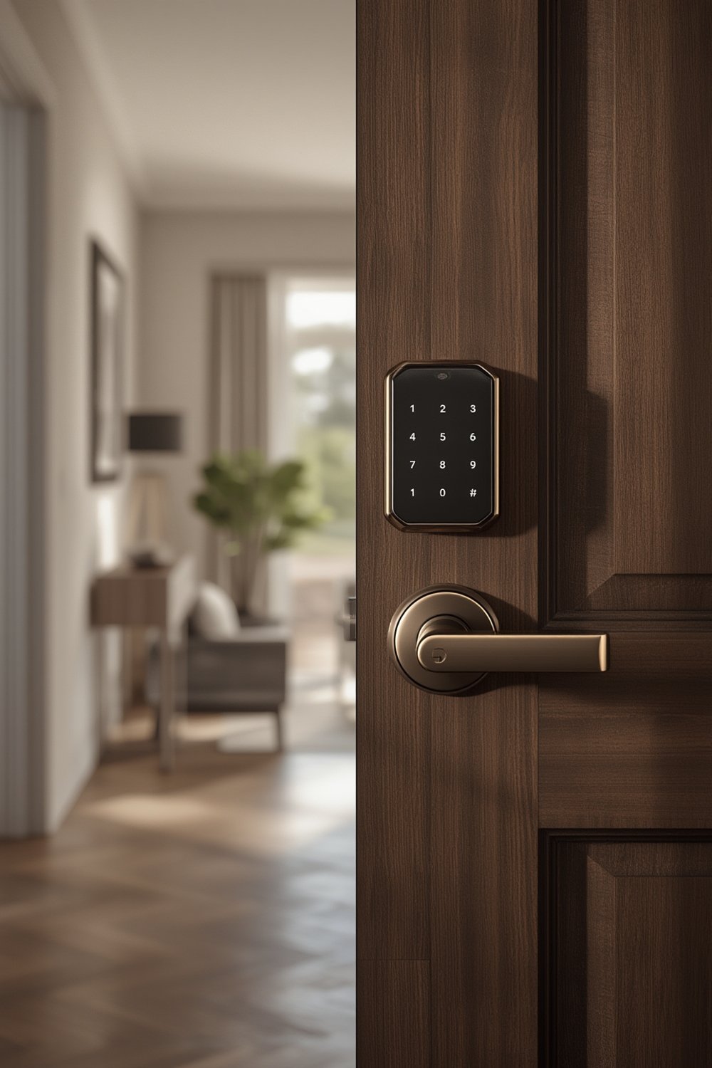 keypad door lock on modern smart home door